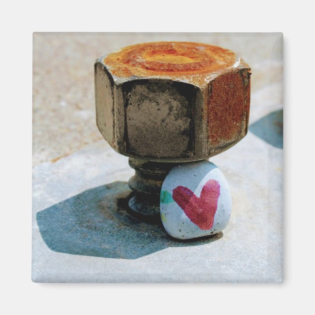 Hidden Heart Rock and a Rusty Bolt Magnet (Front)