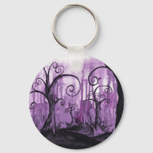 Hidden Hearts Trees Surreal Fantasy Landscape Art Keychain
