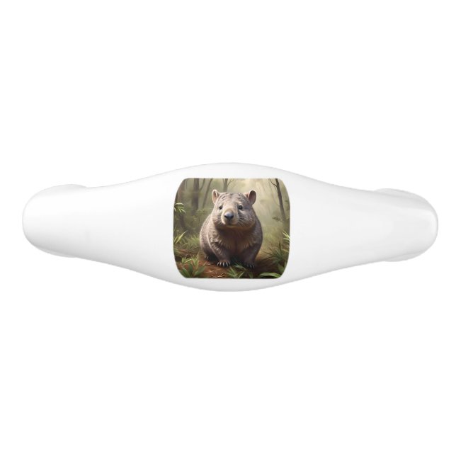 "Hidden in the Bush: An Aussie Wombat in the Wild" Ceramic Drawer Pull (Front)