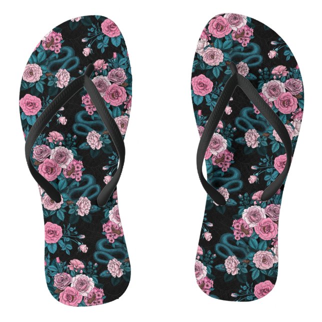 Hidden in the roses 2 flip flops (Footbed)