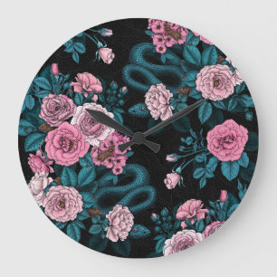 Hidden in the roses 2 large clock