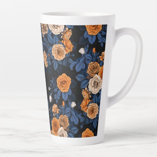Hidden in the roses, orange and blue latte mug (Right)