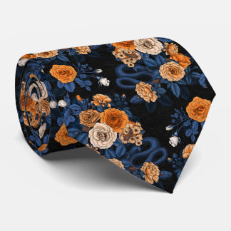 Hidden in the roses, orange and blue tie