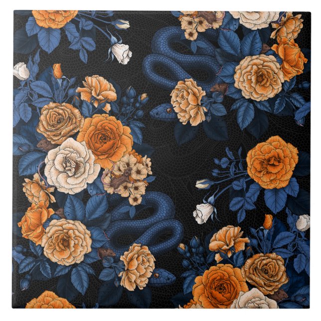 Hidden in the roses, orange and blue tile (Front)