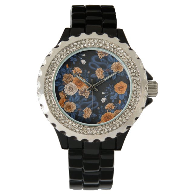 Hidden in the roses, orange and blue watch (Front)