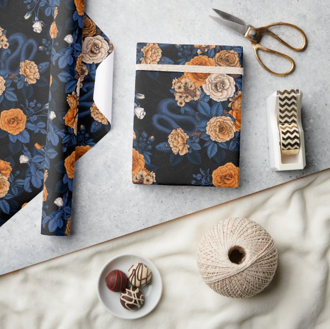 Hidden in the roses, orange and blue wrapping paper (Crafts)
