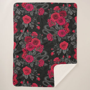 Hidden in the roses sherpa blanket