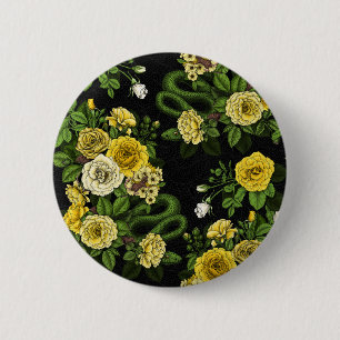 Hidden in the roses,yellow and green 2 inch round button