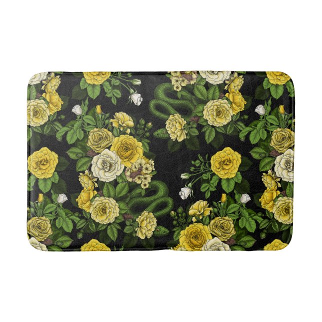 Hidden in the roses,yellow and green bath mat (Front)