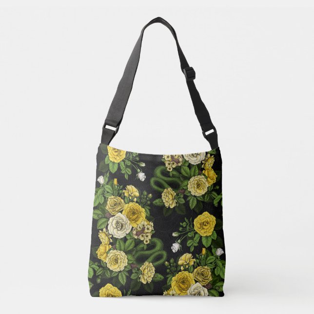 Hidden in the roses,yellow and green crossbody bag (Front)