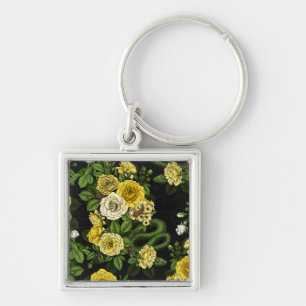 Hidden in the roses,yellow and green keychain