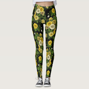 Hidden in the roses,yellow and green leggings