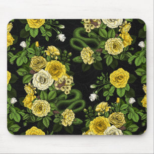 Hidden in the roses, yellow and green mouse pad