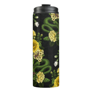 Hidden in the roses,yellow and green thermal tumbler