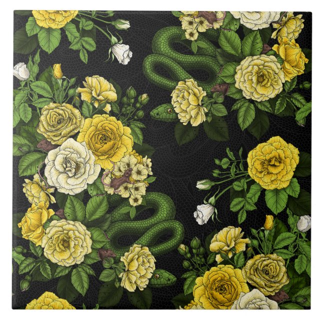 Hidden in the roses,yellow and green tile (Front)