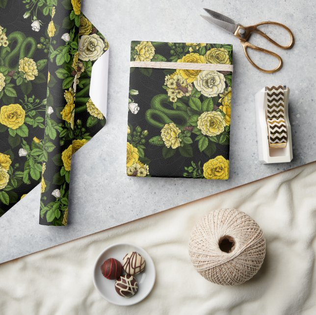 Hidden in the roses, yellow and green wrapping paper (Crafts)