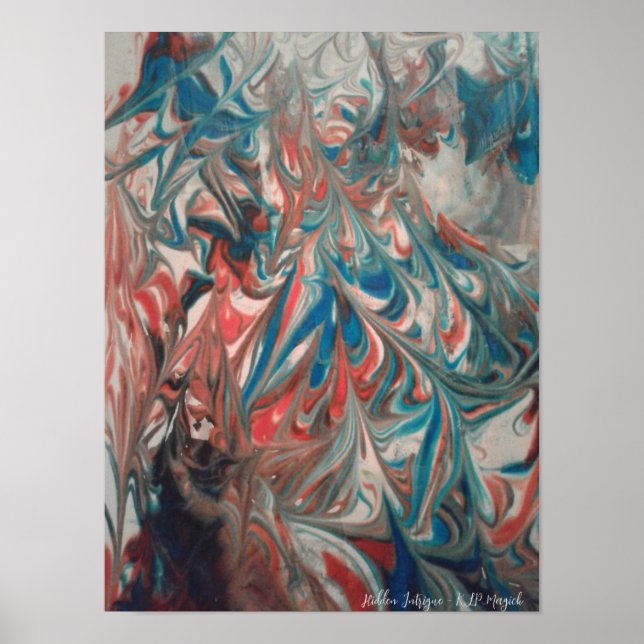 Hidden Intrigue Swirling Abstract Painting Poster (Front)