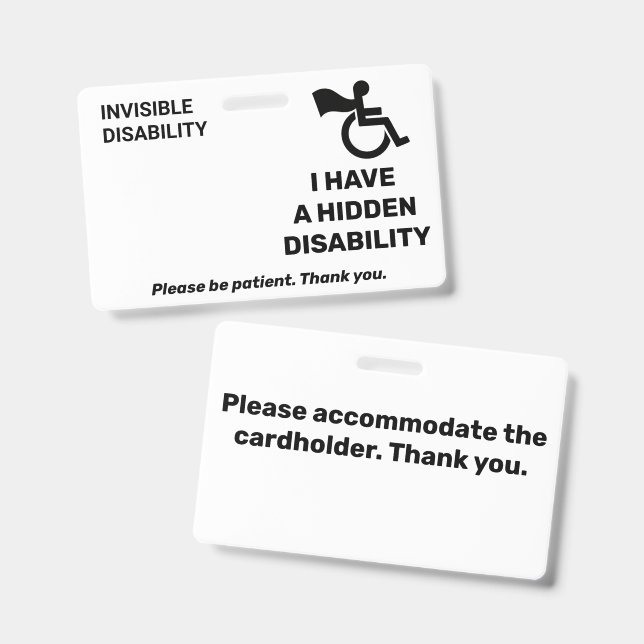 Hidden Invisible Disability Alert Card | Custom Ph Badge (Front & Back)