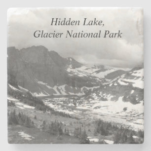Hidden Lake Glacier National Park Black & White  Stone Coaster