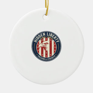 Hidden Liberty Patriotic Patriotic Optical Illusio Ceramic Ornament