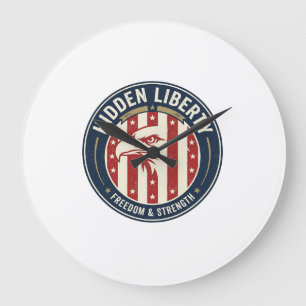 Hidden Liberty Patriotic Patriotic Optical Illusio Large Clock