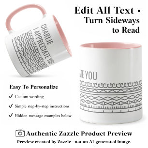 Hidden Message Pattern, Personalized Leaving, Grey Mug