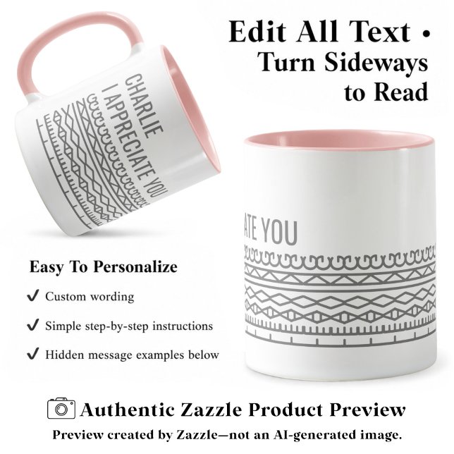 Hidden Message Pattern, Personalized Leaving, Grey Mug (Creator Uploaded)