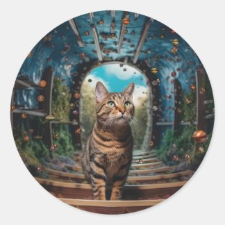 Hidden Portal Kitty Classic Round Sticker