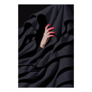 Hidden Starry Night Hijab Hand Illustration Poster