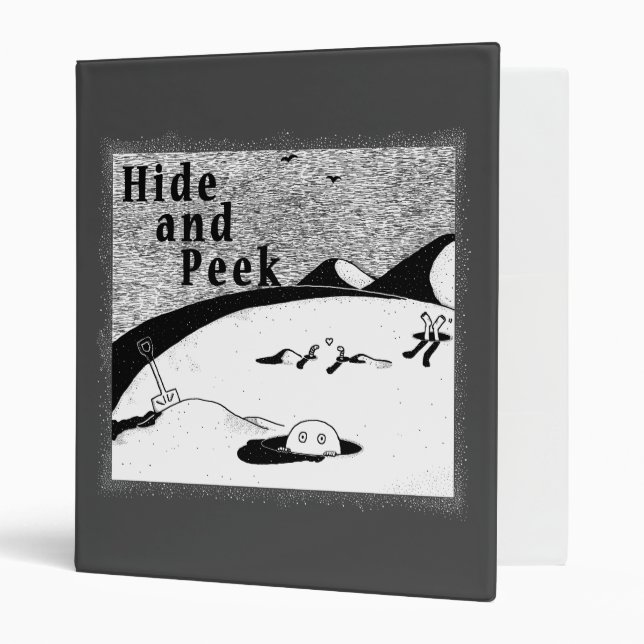 Hide and Peek Hole (white background) 3 Ring Binde Binder (Front/Inside)