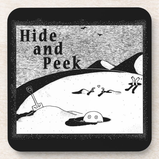 Hide and Peek Hole (white background) Beverage Coa Coaster (Front)