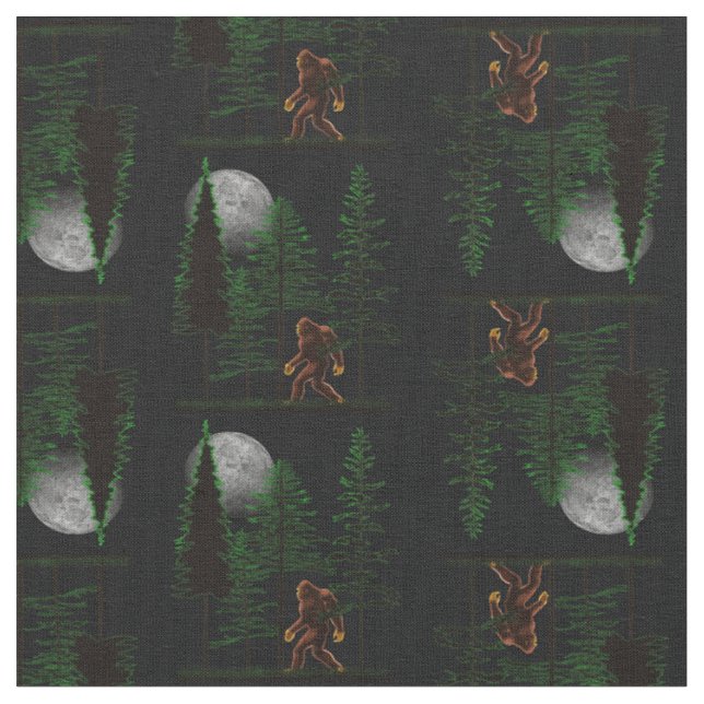 Hide and Seek Bigfoot In Forest Fabric (Close Up)