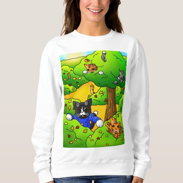 Hide and Seek Cats Sweatshirt (Front)