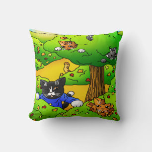 Hide and Seek Cats Throw Pillow