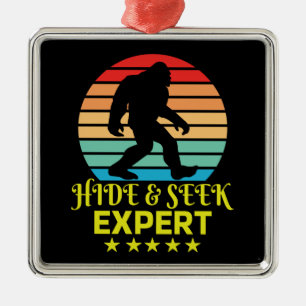 Hide And Seek Expert Bigfoot Funny Metal Ornament