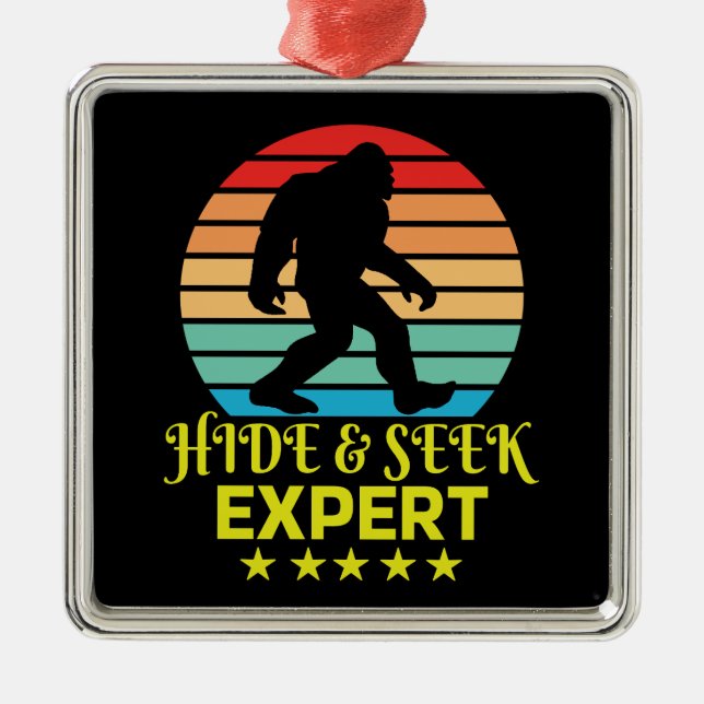 Hide And Seek Expert Bigfoot Funny Metal Ornament (Front)