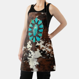 Hide and turquoise apron