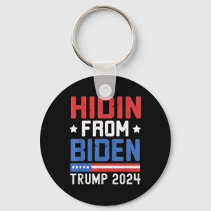 Hidin From Biden Kids Men Trump 2024 Funny Anti Jo Keychain
