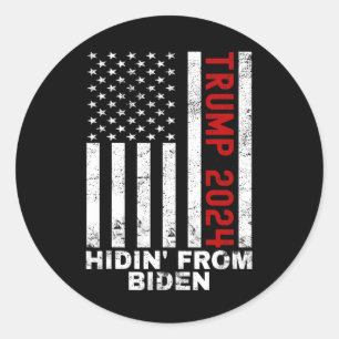 Hidin From Biden Kids Men Trump Flag Anti Joe Bide Classic Round Sticker