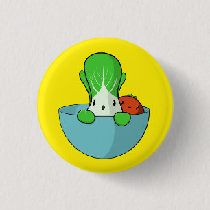 Hiding Bok Choy and Tomato 1 Inch Round Button