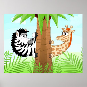 Hiding zebra and giraffe poster
