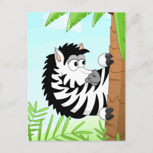 Hiding zebra postcard