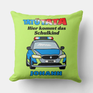 Hier kommt das Schulkind - Polizei Tatütata Throw Pillow