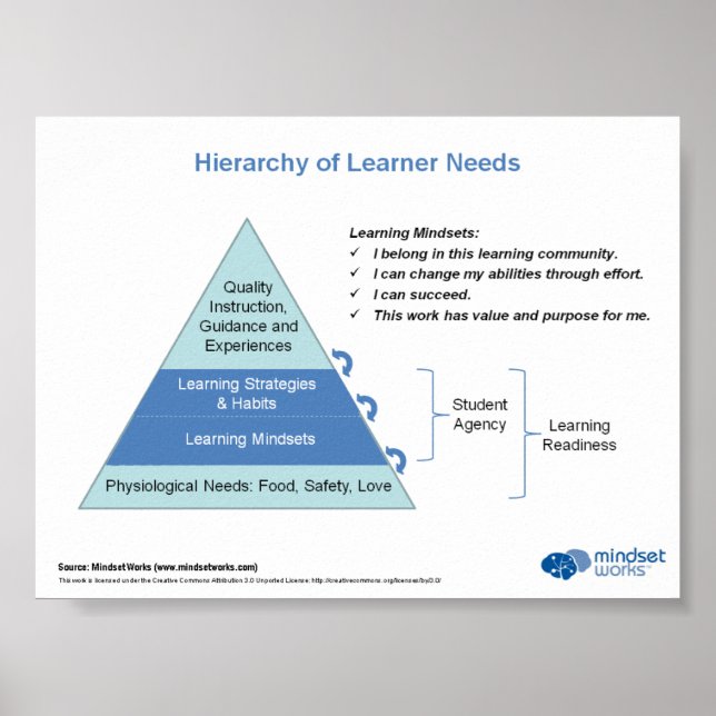 Hierarchy of Learner Needs by Mindset Works Poster (Front)