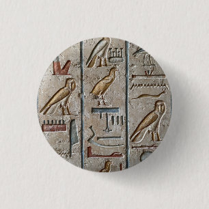 Hieroglyph Ancient Egypt Language Engraved Text 1 Inch Round Button
