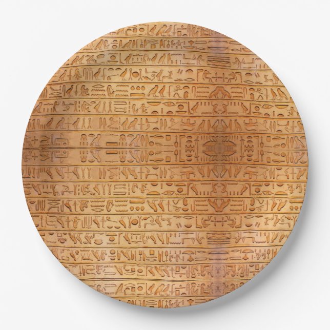 Hieroglyph Ancient Egypt Language Engraved Text    Paper Plate (Front)