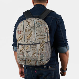 Hieroglyph Ancient Egypt Language Engraved Text Printed Backpack
