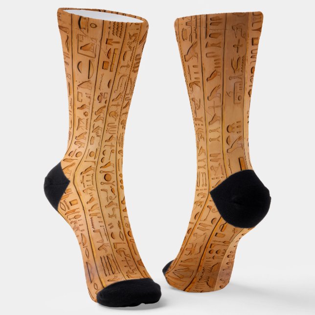 Hieroglyph Ancient Egypt Language Engraved Text    Socks (Angled)
