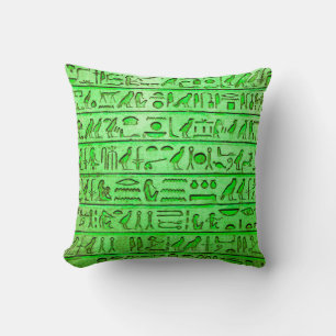 Hiéroglyphes égyptiens anciens Coussin Carré vert