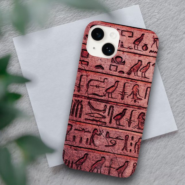 Hiéroglyphes égyptiens anciens Red iPhone 14 Coque (Créateur téléchargé)